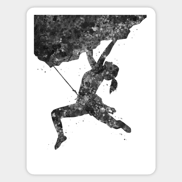 Climber girls black and white Magnet by Yahya Art